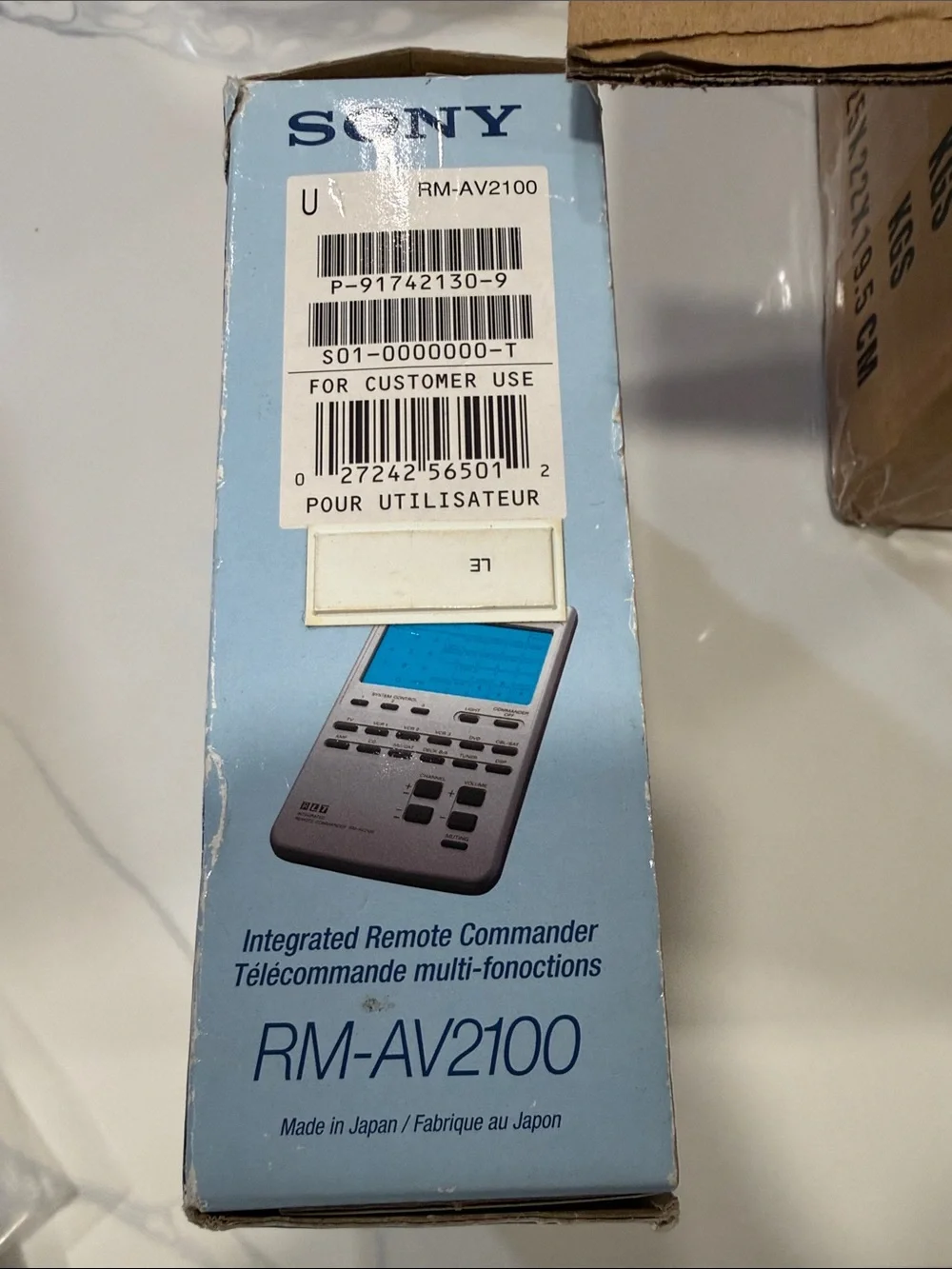 Sony RM-AV2100 Silver and Blue Universal Remote Packaging